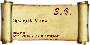 Spányik Vince névjegykártya